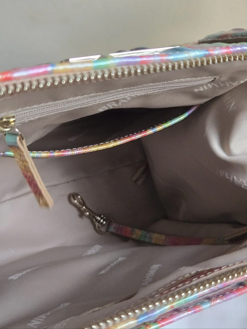 🌈NEW Brahmin Caroline Large Multicolor Croc Embossed Leather Satchel Bag🌈